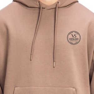 Sweat à capuche décontracté pour homme en molleton marron avec impression avant et arrière, style streetwear confortable, OEM ODM - Product Image 6
