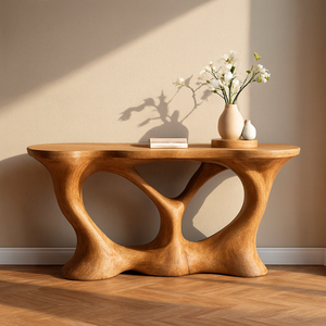 Table console de luxe sculptée à la main, élégante table de toilette en bois pour salon, meubles de villa, table console de couloir - Product Image 2