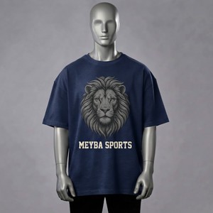 Custom <b>Men's</b> <b>Navy</b> <b>Blue</b> Animal Print Short Sleeve <b>T</b>-<b>Shirt</b> Regular Fit O-Neck Casual Jersey 100% Cotton Eco-Friendly - Product Image 3