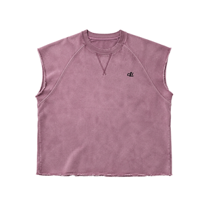 Wholesale Garment Dyed Sleeveless Pullover Muscle <b>Shirt</b> Oversized Raw Edge Raglan Men's <b>shirts</b> Custom Logo Cotton Terry Gym Wear - Product Image 4