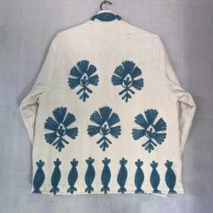 Chaqueta de Algodón Bordada a Mano con Estampado Floral, Corte Holgado, Estilo Bohemio, Manga Larga, Cuello Mandarín, Diseño de Inspiración Vintage - Product Image 1