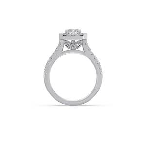 <b>Emerald</b> Cut Halo Luxury Engagement <b>Ring</b> Moissanite Wedding Band <b>Silver</b> Plated Gift Anniversary Jewelry for Women - Product Image 4