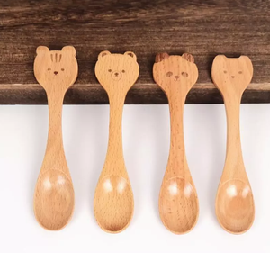 Wooden Rice Spoon <b>Kitchen</b> Spoon Handmade Vietnam Factory Wholesale Custom <b>Label</b> Wooden Utensils Animal Shaped - Product Image 1