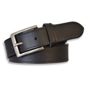 Men's Black Genuine Leather Formal <b>Belt</b> With <b>Silver</b> Rectangular Pin <b>Buckle</b> Durable Business Accessory - Product Image 1