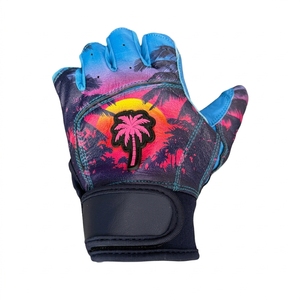 Tropical Print Full Finger Baseball Batting Gloves Non-Slip Leather Palm Protection for Pitcher Right-Handed <b>Hook</b> Loop Closure - Product Image 4