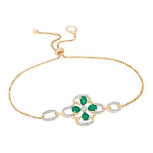 Women's 14K Yellow <b>Gold</b> Tennis Diamond <b>Bracelet</b> Round Cut 0.19ct Black Beads Chain Link Luxury Jewelry IGI Certified Gift Party - Product Image 1