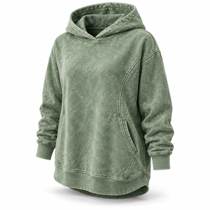 Sweat à capuche tendance pour femme, coupe oversize, style streetwear, effet délavé, traitement de couleur vintage, tissu doux au toucher, poignets côtelés, coupe confortable - Product Image 1