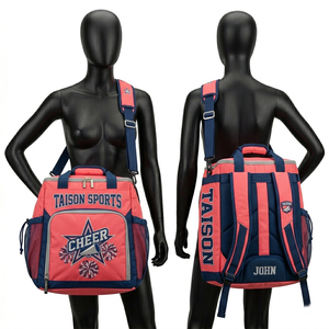 Sac de sport pour femmes, cheerleading, tissu polyester premium 300 GSM, violet et turquoise, durable, logo brodé personnalisé, sac de voyage pour la gym - Product Image 4