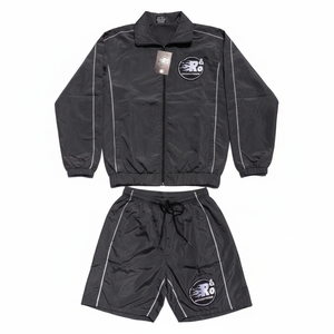 Conjunto de Dos Piezas Corto de Invierno Unisex Talla Grande, Chaqueta Cortavientos de Nailon Sólido con Ribete en Contraste, Estilo Y2K Hypebeast, Moda de Alta Calidad - Product Image 4