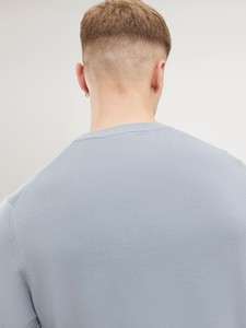 Pull à col rond bleu clair pour homme, coupe classique, tricoté, 100% coton, vêtement décontracté d'automne, couleur unie, manches longues - Product Image 2