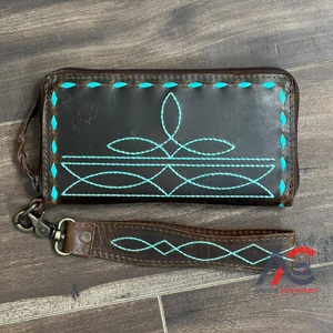 Nouveau à la mode à la mode de haute qualité Durable botte point en cuir véritable bracelet portefeuille pour femmes porte-carte fermeture éclair embrayages - Product Image 1