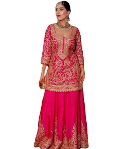 Nuevo Salwar Kameez de Zain Exports, Seda Chino Pesada con Bordado, Gharara, Dupatta, Traje Festivo para Bodas y Fiestas, Reversible y Moderno - Product Image 1