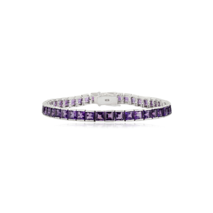 Wholesale Price 925 Sterling Silver 100% Genuine Princess Cut <b>Amethyst</b> Gemstone Tennis <b>Bracelet</b> For Women Party Wear - Product Image 1