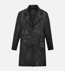 New Stock OEM Service Design Premium Quality <b>Leather</b> Long Coat with Button Nonwoven Waterproof Windproof Slim Fit Winter Coat - Product Image 4