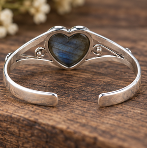 Bracelet jonc en argent labradorite, style vintage avec motifs gravés, en argent sterling, bijoux de mode bohème et sud-ouest, vente en gros - Product Image 4