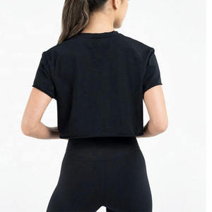 Camiseta Corta Informal para Mujer, Tejido de Algodón Suave, Cuello Redondo, Manga Corta, Corte Regular Cómodo, Camiseta Corta Básica y Elegante para Mujer - Product Image 2
