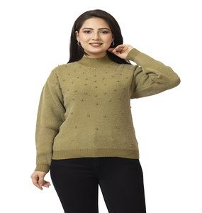 Suéter de Punto con Cuello Alto para Mujer, Manga Larga, Color Sólido, con Detalles de Tachuelas, Prenda Casual de Invierno, Elegante y Cálida - Product Image 1