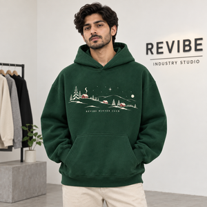 Sweat-shirt à capuche personnalisé de Noël, imprimé Village d'Hiver, en polaire épaisse surdimensionnée, unisexe, vente en gros - Product Image 1