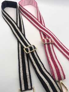 Beaded Purse Strap Striped Bag Strap Pink Purse Strap Black Bag Strap Adjustable <b>Camera</b> Strap - Product Image 2