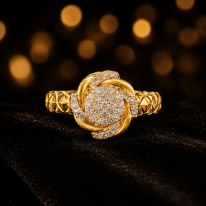 Luxury 14K <b>Gold</b> Women <b>Ring</b> with Floral Stone Cluster Premium Wedding Party Wear Jewelry Collection - Product Image 2