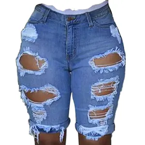 Модные экспортные женские шорты ориентированные джинсовые рваные потертые короткие джинсовые брюки для девушек из джинсовой ткани высокого качества
