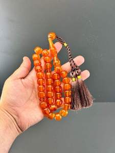 Cuentas de Oración Tasbih Pintadas a Mano en Resina Ámbar Amarilla, Misbaha Islámica Musulmana Redonda con Borla, SOFIYA CRAFT, Decoración para el Hogar, Recuerdo - Product Image 3