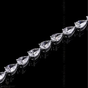 Pulsera de Diamantes de Corte Pera Cultivados en Laboratorio de Lujo, Oro Blanco de 18K, 12.43 CT, para Mujer, Proveedor Indio - Product Image 3