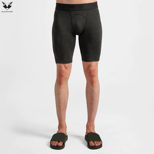 Durable Lightweight High-Waist Stretch Cycling Shorts Black Solid Color Comfortable Knit Fabric Men Compression Shorts - Product Image 2