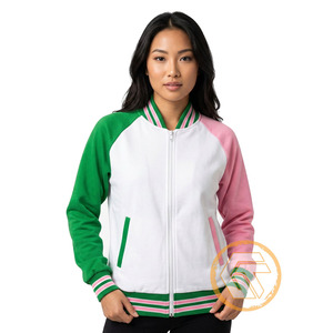 TRÉAUX GÉNÉTIQUES GÉNÉTIQUES GREECS Alpha Personnalisé |   Blouson universitaire en molleton de coton Kapa brodé avec fermeture éclair, style Sorority High Autumn Stand - Product Image 1