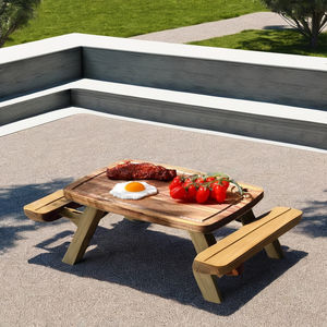 Planche à découper rectangulaire en bois massif de 1,5 cm d'épaisseur, planche de cuisine avec rainure pour les jus - Product Image 2