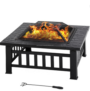Fire Bowl <b>Large</b> Fire Pit with Mesh Poker for Outside Patio Heater/Camping Bonfire/Garden/Backyard/Poolside,Hexagon Shaped, Black - Product Image 6