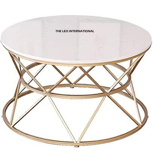 Muebles de Sala de Estar Recién Llegados, Mesa de Centro de Lujo Única en Color Dorado, Hierro y Vidrio, Forma Redonda con Acabado en Dorado - Product Image 6