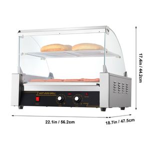 Macchina per Hot Dog a 11 Rulli, Capacità 30 Pezzi, 1650W, Doppio Controllo della Temperatura, Griglia per Salsicce in Acciaio Inox con Coperchio in Vetro per Cucina Commerciale - Product Image 5