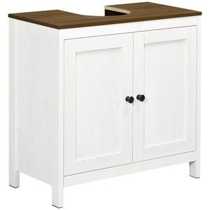 Antico bianco noce-come piedistallo lavandino armadio di stoccaggio a doppia porta sotto lavello vanità per il bagno - Product Image 4