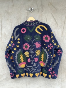 Indian <b>Velvet</b> Suzani <b>Jacket</b> Floral Embroidery Vintage Short Coat Handmade Cotton Fabric Breathable Eco-Friendly Autumn <b>Jacket</b> - Product Image 4