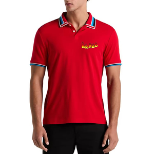 Camisetas de Golf Personalizadas para Hombre, Tejidas con Patrón de Costillas, 100% Algodón, con Logotipo Bordado Personalizado, de Secado Rápido - Product Image 3