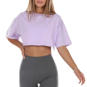 Camiseta Corta Personalizada con Logo Estampado para Mujer, Estilo Urbano, Manga Corta, Cuello Redondo, Ajuste Holgado, Jersey, Primavera Verano, 100% Algodón - Product Image 4