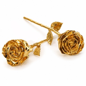 Rose en or 24 carats, rose véritable préservée trempée dans de l'or 24 carats, rose dorée pour la Saint-Valentin, cadeau d'anniversaire, fête des mères - Product Image 1