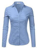 Kemeja Wanita Klasik Putih Katun Lengan Panjang Kerah Turun Kancing Depan Gaya Kantor Warna Solid Regular Fit