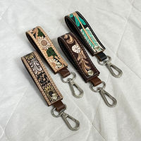 Nouveau porte-clés artisanal en cuir de vache véritable, gravé motif floral tournesol, avec fermoir mousqueton durable, idéal comme cadeau