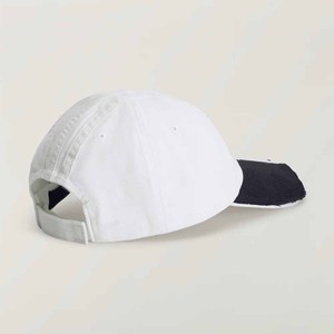 Unisex White Baseball Cap With Black Contrast Trim 6-Panel Fitted Cotton Canvas Casual Hat For Adults - Product Image 4