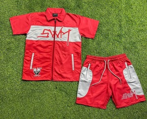 Breathable Lightweight Custom Logo Design Unisex Nylon Windbreaker Tracksuits Two Piece Hoodie Short Sets - Product Image 6