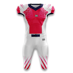 Custom wholesale Men's American Football Jersey Red White Checkered Sublimated <b>Moisture</b> Wicking Fitted Sport Apparel - Product Image 1