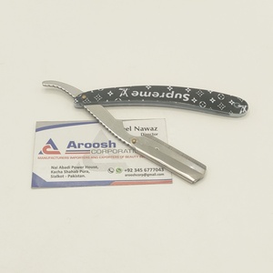 Maquinilla de afeitar de barbero de acero inoxidable manual profesional al por mayor con logotipo personalizado - Product Image 3