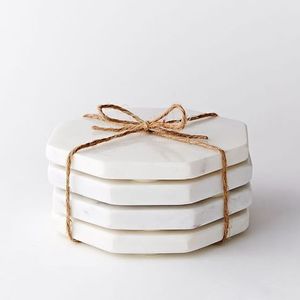 Juego de posavasos de mármol natural de primera calidad con superficie resistente al calor para proteger mesas en hoteles, restaurantes y cafeterías. - Product Image 6