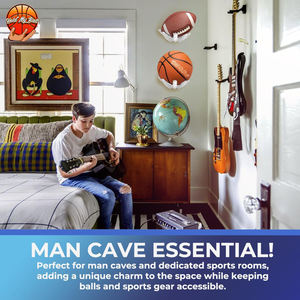 Supports de ballons sculptés blancs à fixer au mur, pour le basketball, le volleyball, le football, la décoration de salle de sport - Product Image 4