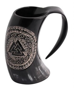 Authentique mug à boire en corne de vache fait main, corne naturelle, style rustique médiéval, pour bar et cadeau - Product Image 1