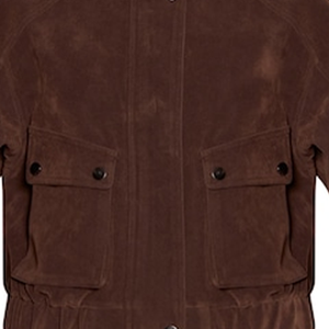 Blouson bomber court unisexe en suède et laine, col en V, fermeture éclair, poches plaquées, style streetwear décontracté et élégant, couleur chocolat amer - Product Image 5