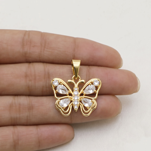 Wholesale 925 Solid Sterling Silver Gold Plated Pear White CZ <b>Butterfly</b> Pendant Fine Jewelry Memoria Jewels - Product Image 3
