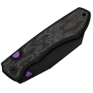 Couteaux pliants élégants avec lame à motif ondulé décoratif, manche en carbone noir et design pivotant moderne pour un usage quotidien - Product Image 6